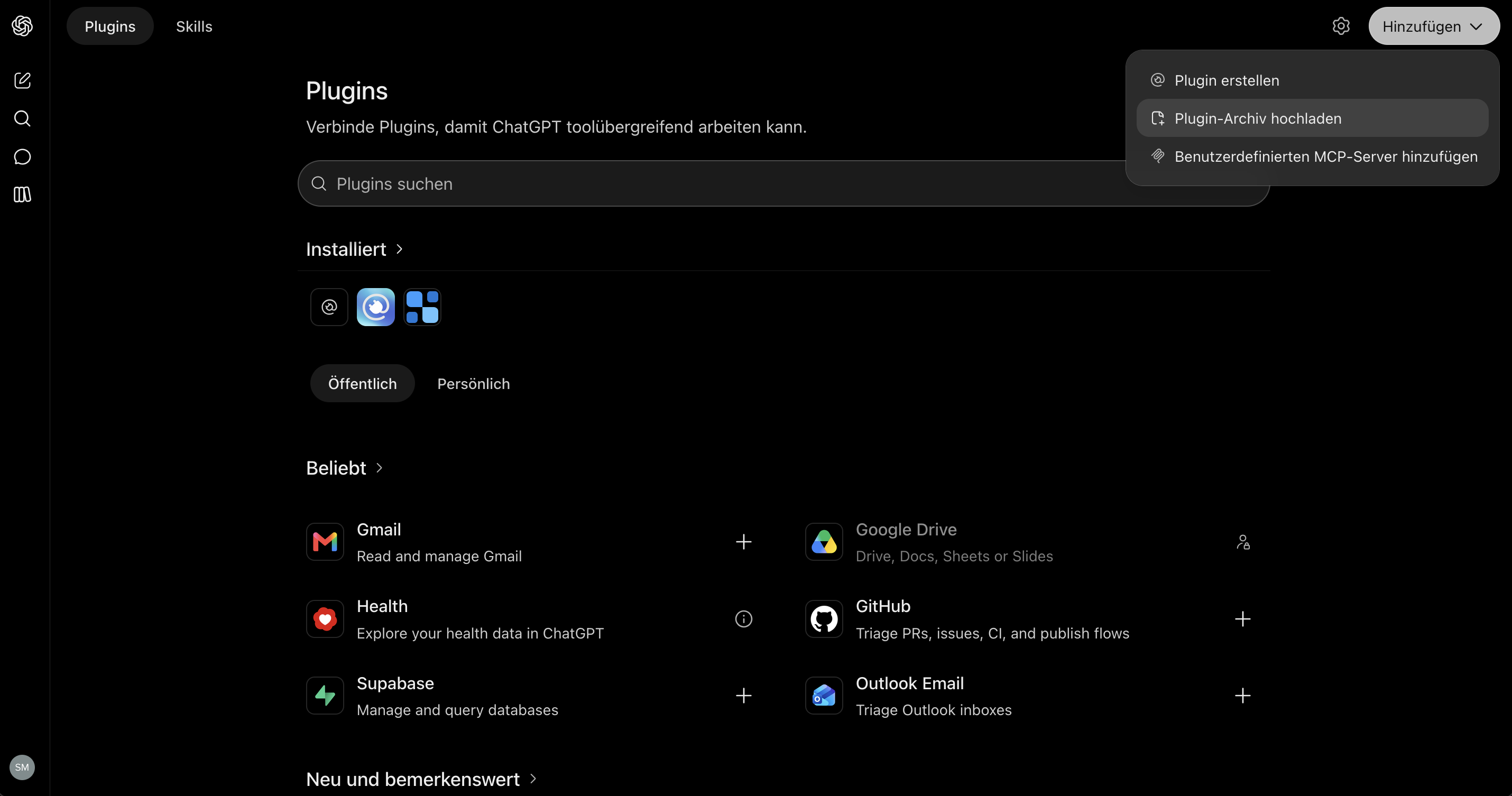 ChatGPT: ZIP-Datei importieren
